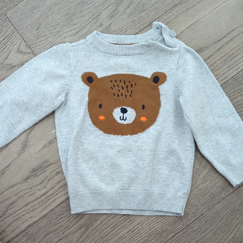 Gray Bear Design Kids Sweater 12 M